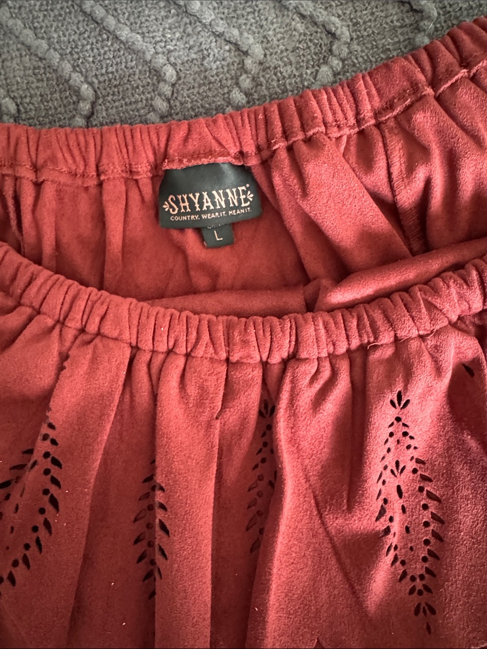 Shyanne Rust Red Off-Shoulder Ruffle Dress - Picture 2 of 5